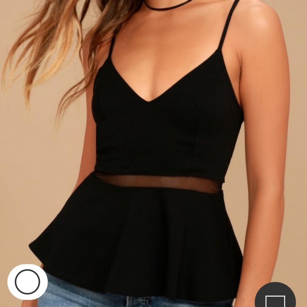 NWT Black Lulus Mesh Peplum Top